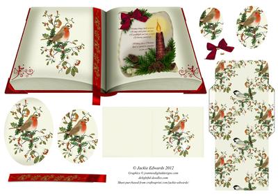 Christmas Book with Robin and Candle