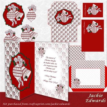 Christmas Fold Back Card with Bauble and Bell