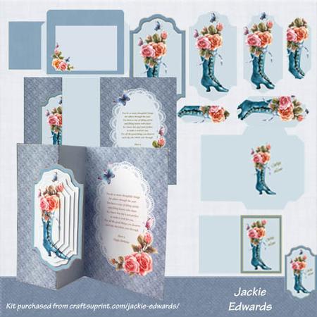 Boot Full of Roses Fold Back Card