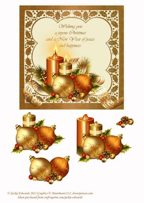 Christmas Candles and Baubles with Holly Frame