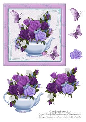 Floral Teapot and Butterflies
