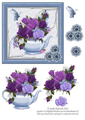 Floral Teapot and Butterflies 2