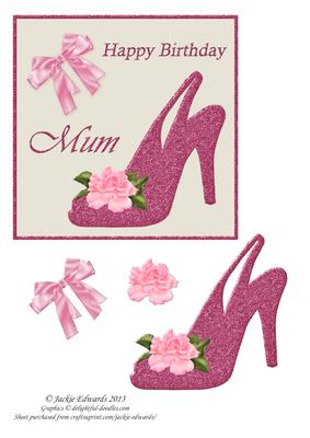 Pink Shoe Rose and Bow Mum