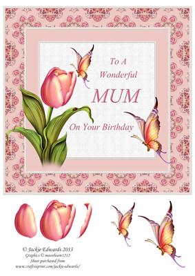 Tulips Butterflies for Mum Birthday