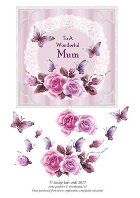 Lace Roses and Butterflies for Mum