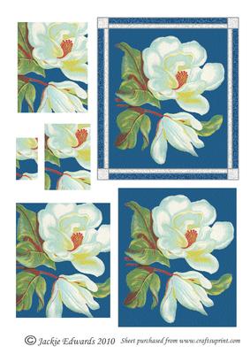 White Flowers on Blue. Pyramid