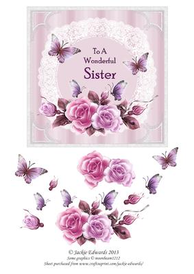 Lace Roses and Butterflies for Sister