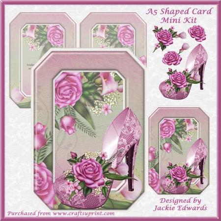 A5 Shaped Card with Flowers Shoe Mini Kit