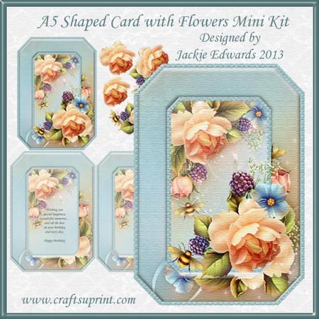 A5 Shaped Card with Flowers Mini Kit