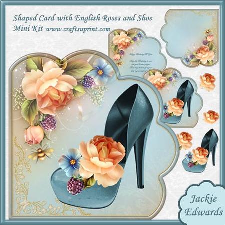 Shaped Card with English Roses and Shoe Mini Kit