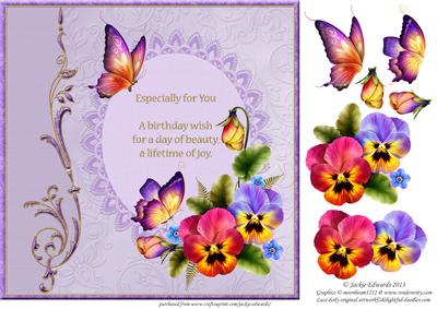 Pansies and Butterflies on Lace