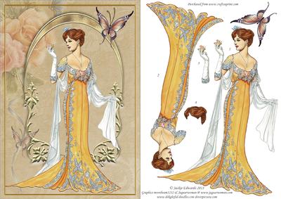 Lady with Roses and Butterfly
