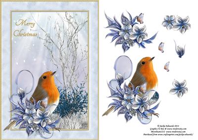 Robin with Winter Flowers