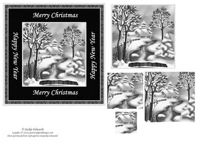 Black and White Christmas Scene
