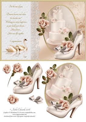 Wedding Shoe with Swans and Roses