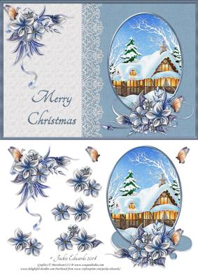 Christmas Scene with Flowers and Lace