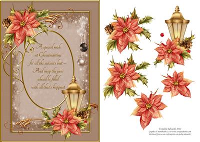 Christmas Lantern Poinsettia and Verse
