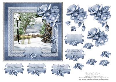 Christmas Scene and Blue Roses