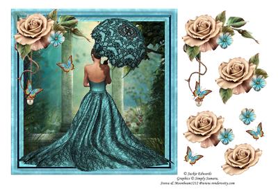 Lost in Thought with Champagne Roses Quick Card
