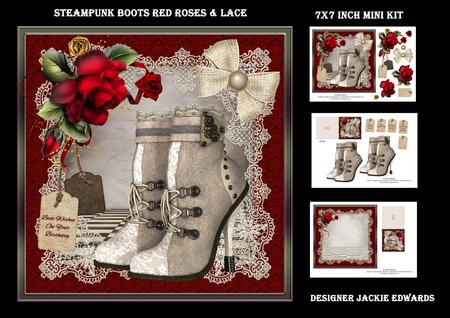 Steampunk Boots Red Roses & Lace Mini Kit