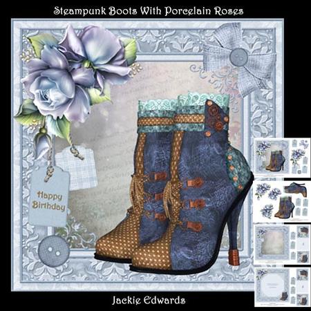 Steampunk Boots with Porcelain Roses Mini Kit