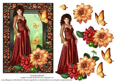 Elizabeth with Dahlias & Butterflies