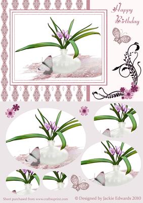 Vase of Flowers with Butterflies