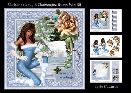 Christmas Lady & Champagne Roses Mini Kit