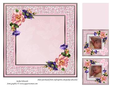 Baby Girl with Summer Blooms & Bow Quick Card Isert