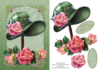 Downton Hat Roses & Beads Quick Card