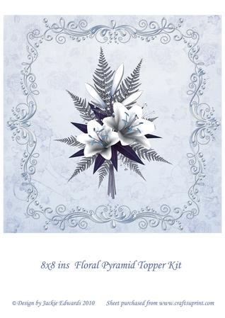 8x8inch Blue Floral Pryamid Topper Kit