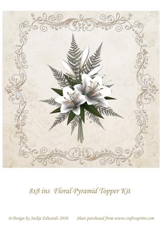 8x8inch Beige Floral Pryamid Topper Kit