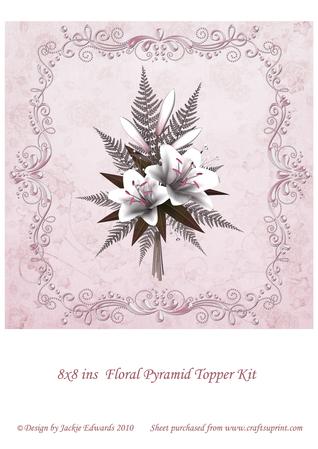8x8inch Pink Floral Pyramid Topper Kit
