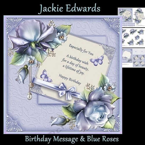 Birthday Message & Blue Roses Mini Kit