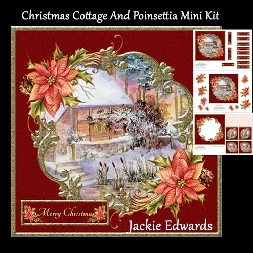 Christmas Cottage And Poinsettia Mini Kit