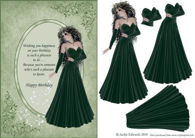 Lady in Green with Birthday Wishes