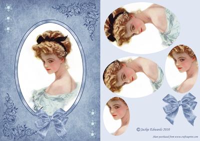 Victorian Beauty in Oval Frame Card Front