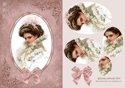 Victorian Beauty in Oval Frame Card Front 2