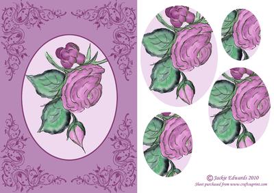 Pink Rose Oval Pyramid Card Front