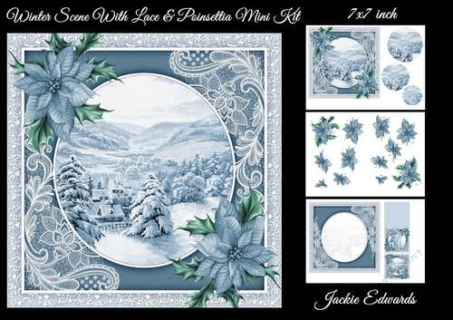 Winter Scene with Lace & Poinsettia Mini Kit
