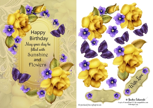 Yelow Roses & Violets A5