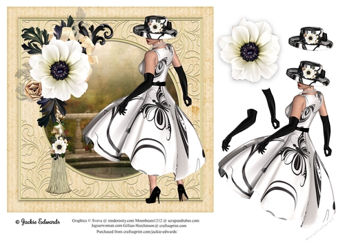 1950s Lady With Flowers & Tassel