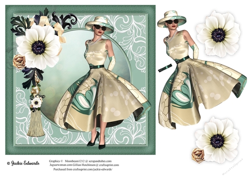 1950s Lady With White Flower & Tassel