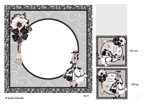 Insert 1950s Lady With White Flower Butterflies & Tassel