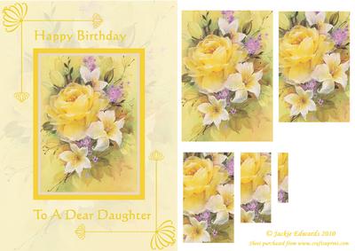 Yellow Floral Card Front to a Dear Daughter