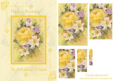 Yellow Floral Card Front to a Special Friend