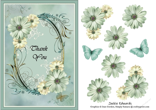 A5 Thank You Topper with flowers & Butterflies