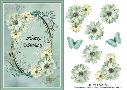 A5 Happy Birthday With Flowers & Butterflies