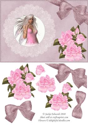 Rose Fairy in a Lace Doily