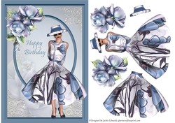 A5 Blue Lady With Porcelain Roses